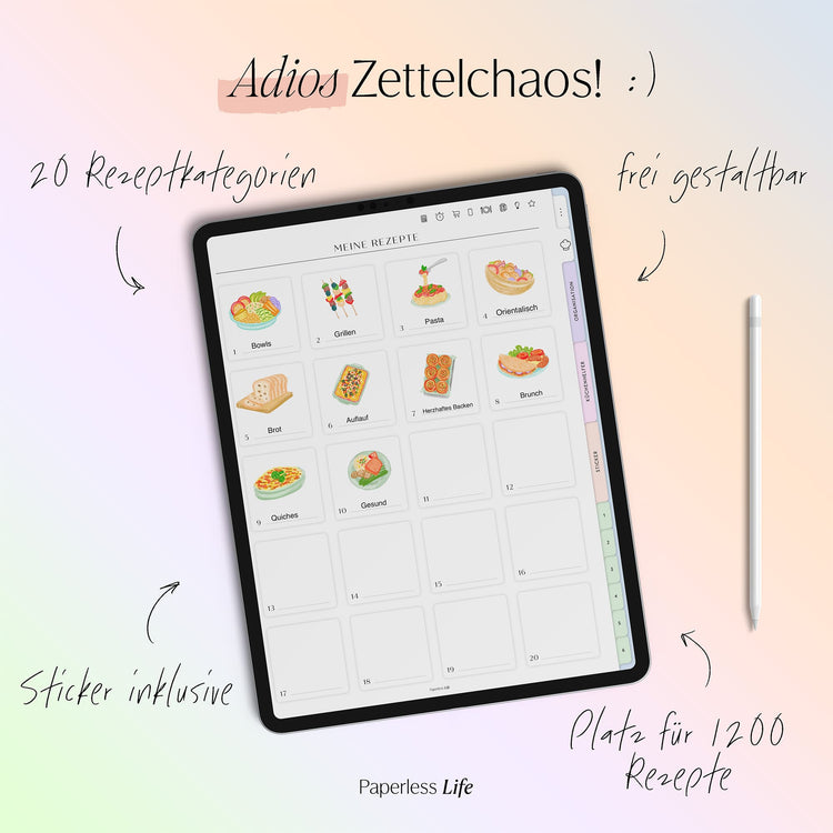 Digitales Rezeptbuch | Pastellfarben Summer Edition