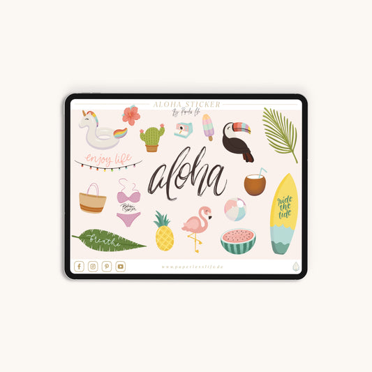 39 Digital Stickers | Aloha vibes