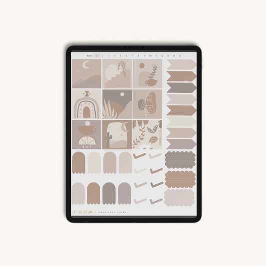 500+ Digital Sticker Set | Boho nude