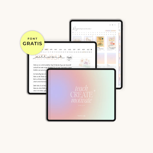Juni Bundle | Digitaler Lehrerkalender 25/26 + Reading Journal + gratis Schriftart "Paperless Journal"