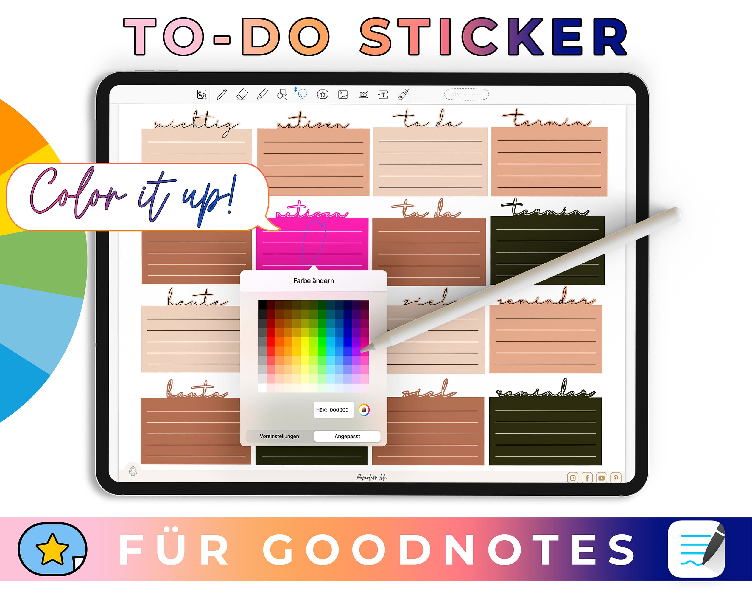 100 Color Changing GoodNotes Sticker - To-Do Sticker