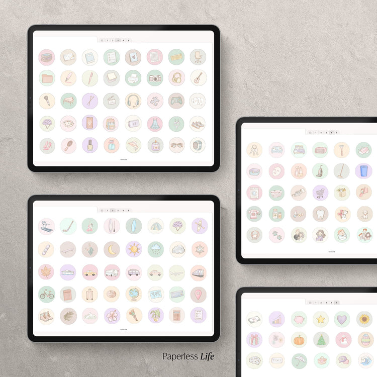 Digitale Sticker Pastel Life Icons