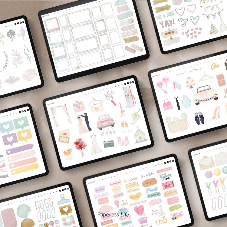 Digitale Sticker XXL für das Fotoalbum Hochzeit | Love Notes & Doodles