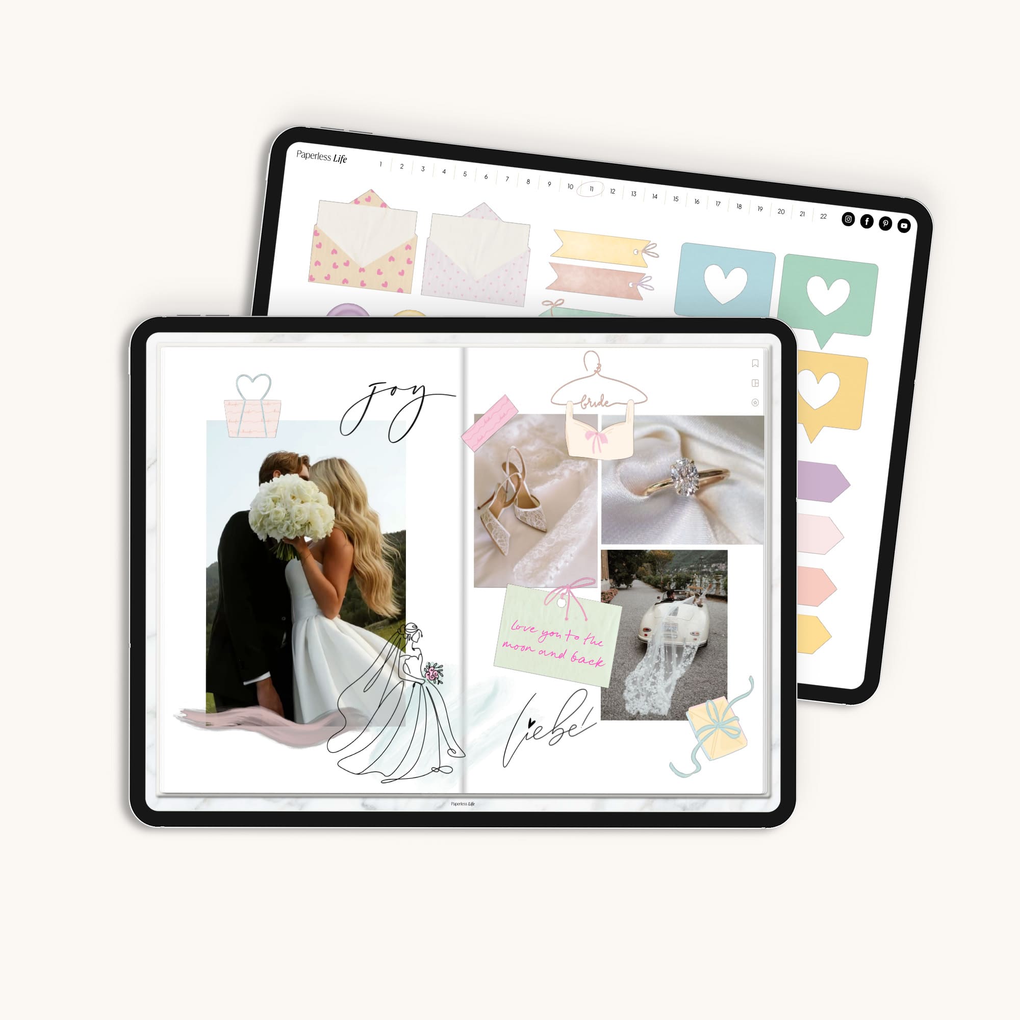 Digitale Sticker XXL für das Fotoalbum Hochzeit | Love Notes & Doodles