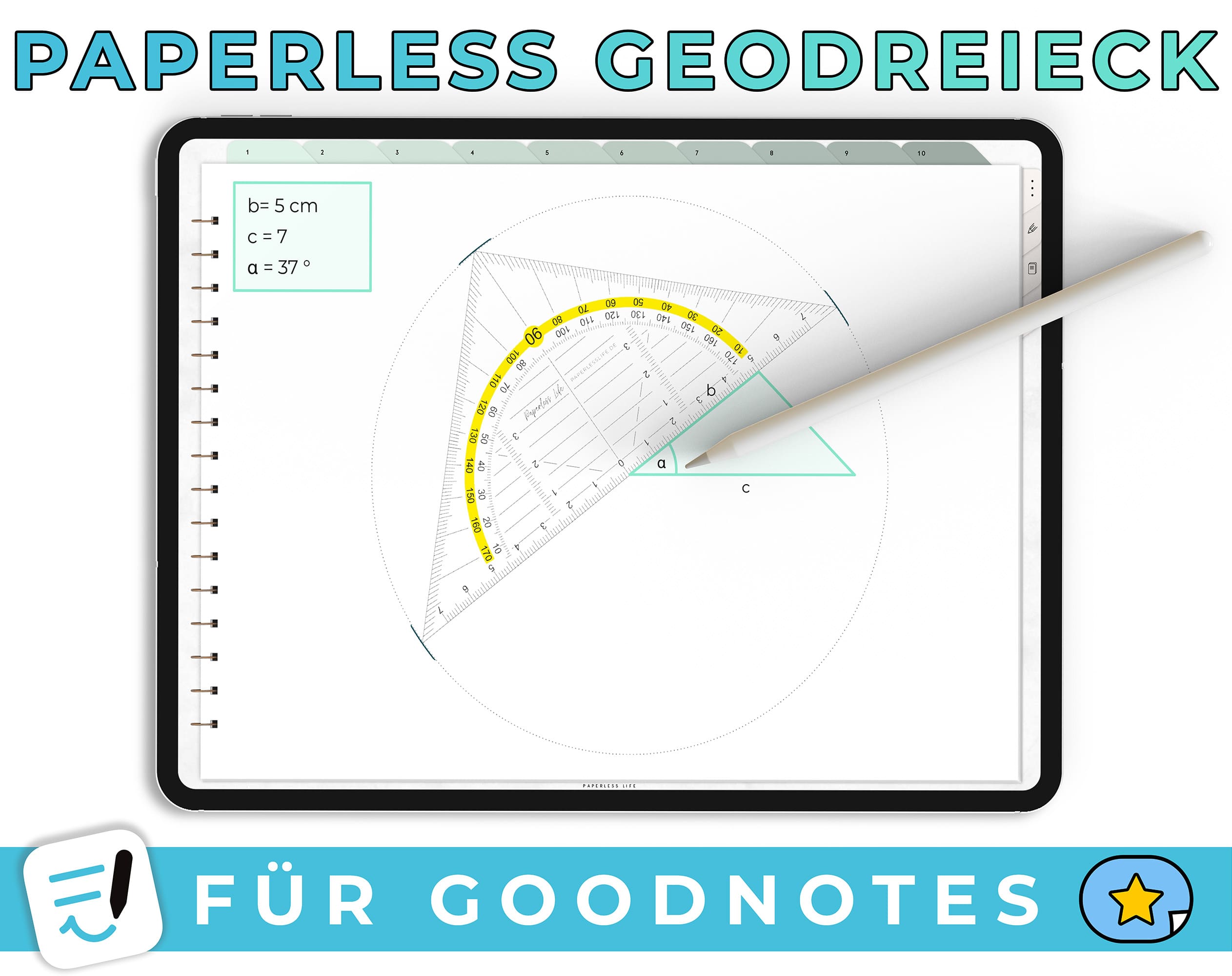 Paperless Geodreieck - Für Goodnotes (iOS)