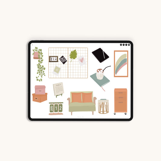 100 Digital Stickers | Home sweet office