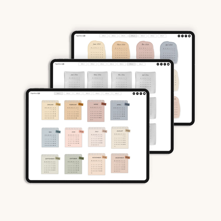 Digitale Sticker | Kalender-Sticker 2026, 2027, 2028