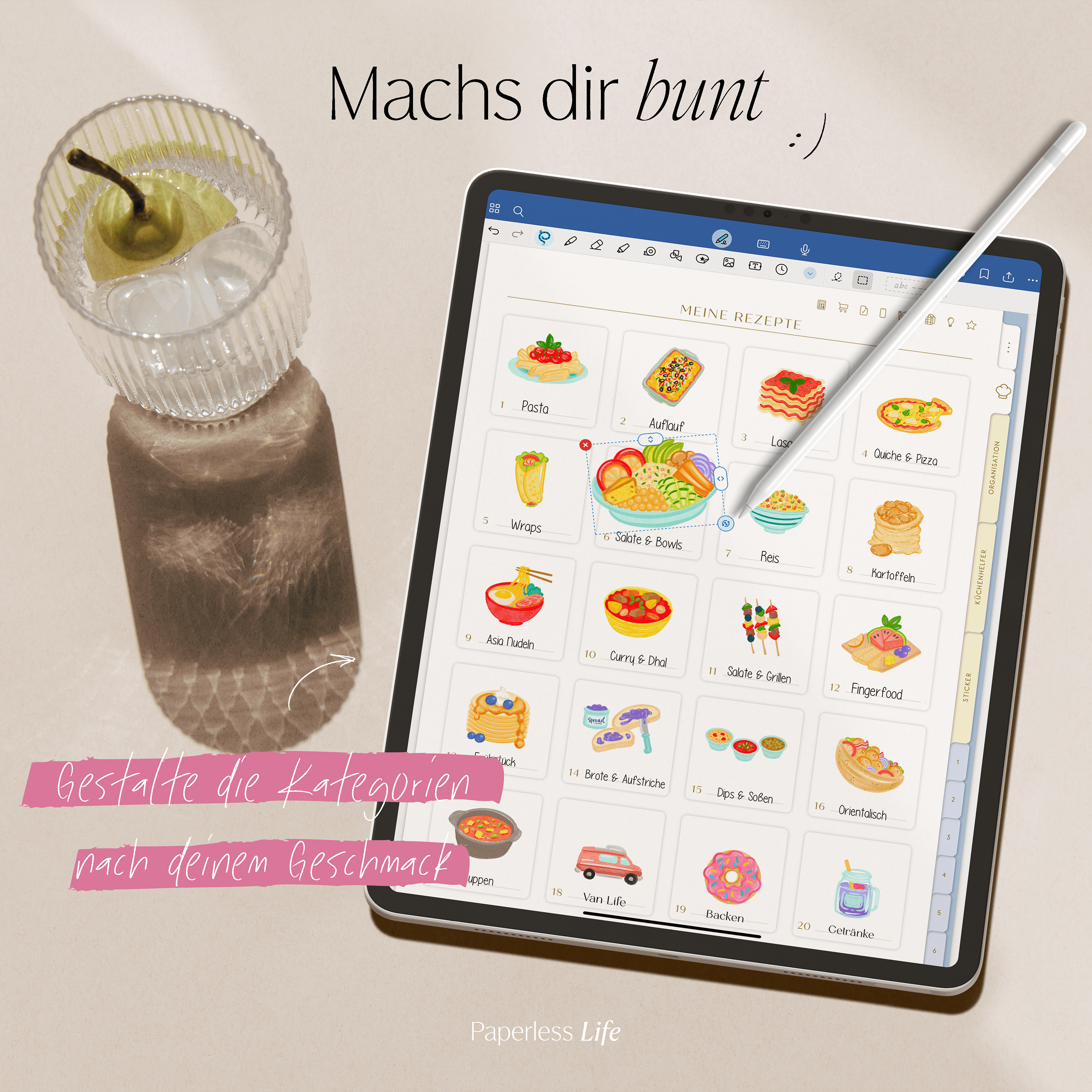 Digitale Sticker | Für die Kategorien im Rezeptbuch