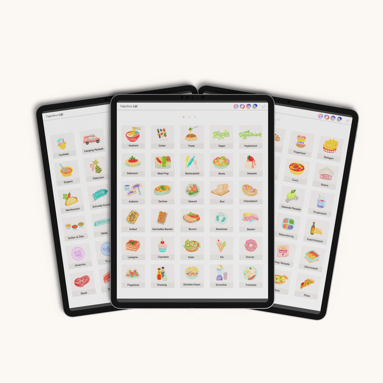 90 Digitale Sticker | Für die Kategorien im Rezeptbuch