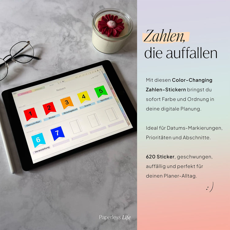 Color Changing Goodnotes Sticker | Zahlen