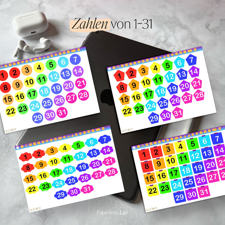 Color Changing Goodnotes Sticker | Zahlen
