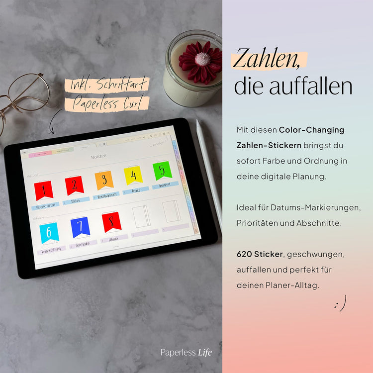 Color Changing Goodnotes Sticker | Zahlen