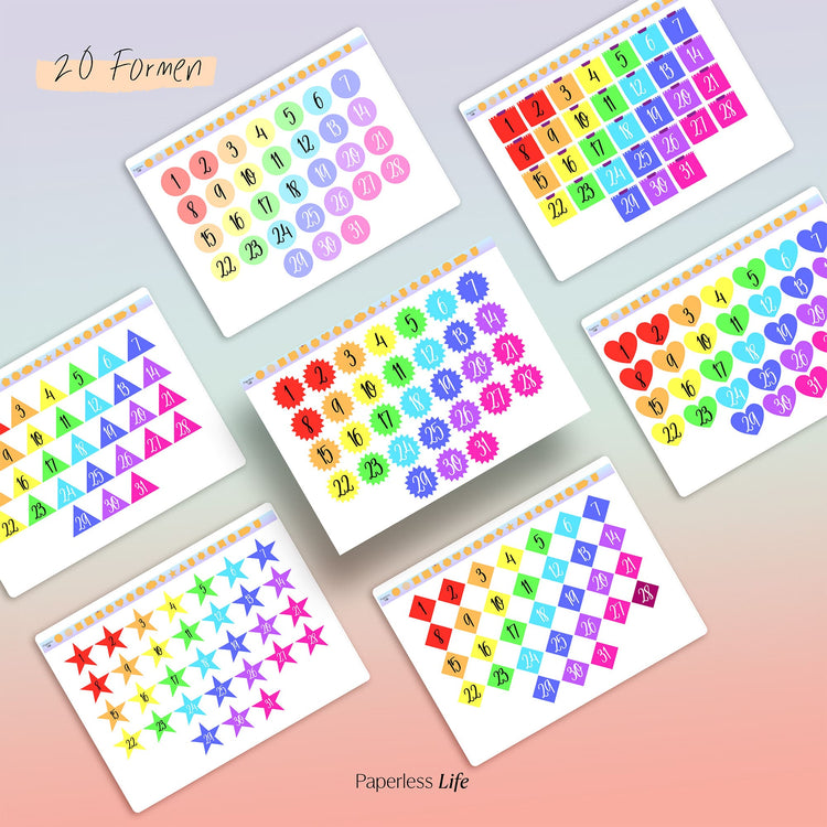 Color Changing Goodnotes Sticker | Zahlen
