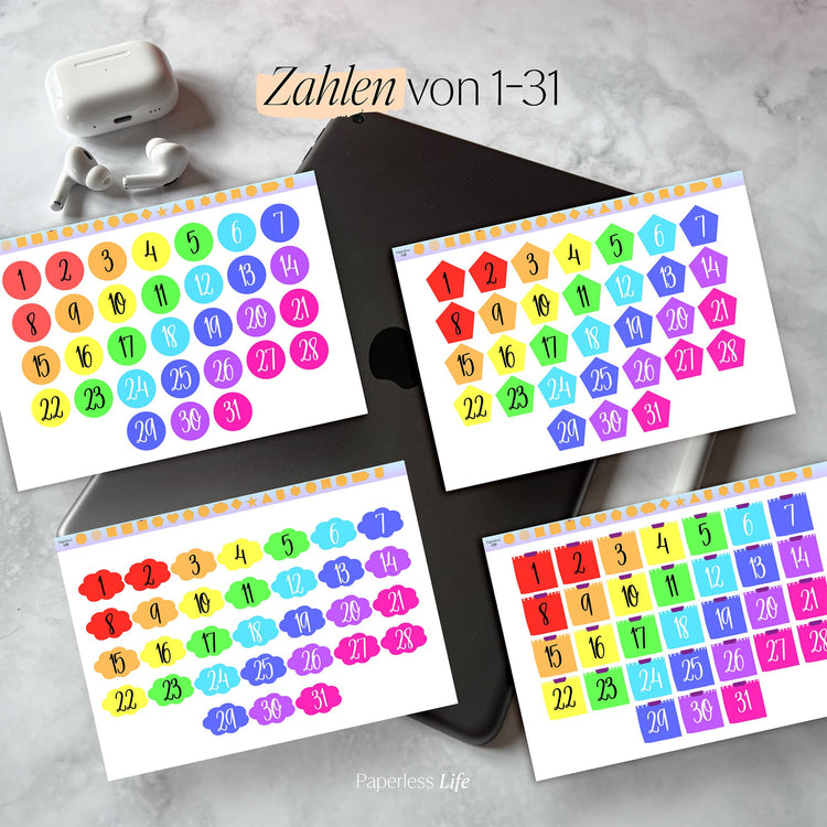 Color Changing Goodnotes Sticker | Zahlen