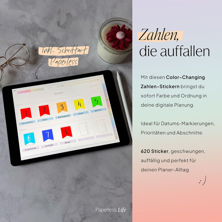 Color Changing Goodnotes Sticker | Zahlen