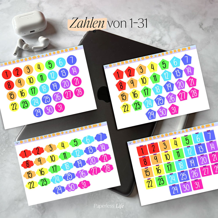 Color Changing Goodnotes Sticker | Zahlen