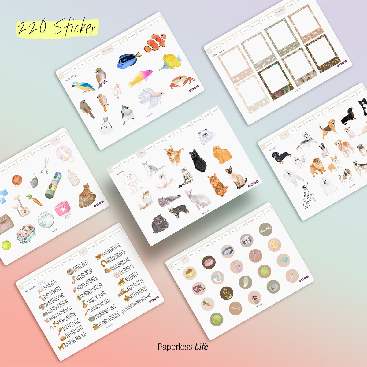 Digitale Sticker Haustiere | Paperless Life
