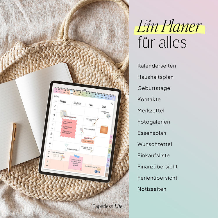 Digitaler Familienplaner 2026 | Wandkalender