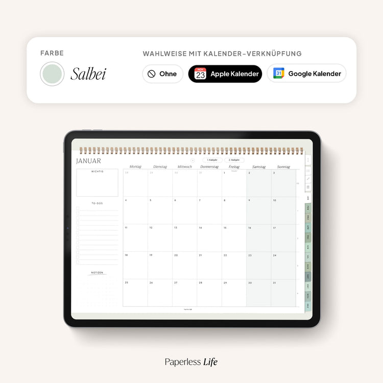 Digital monthly planner 2025