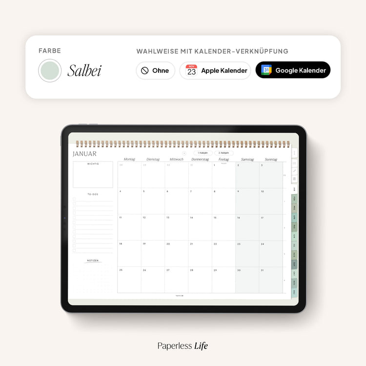 Digital monthly planner 2025