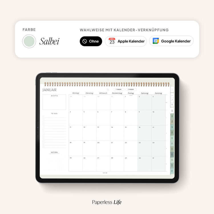 Digital monthly planner 2025
