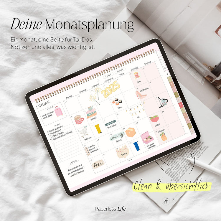 Digital monthly planner 2025
