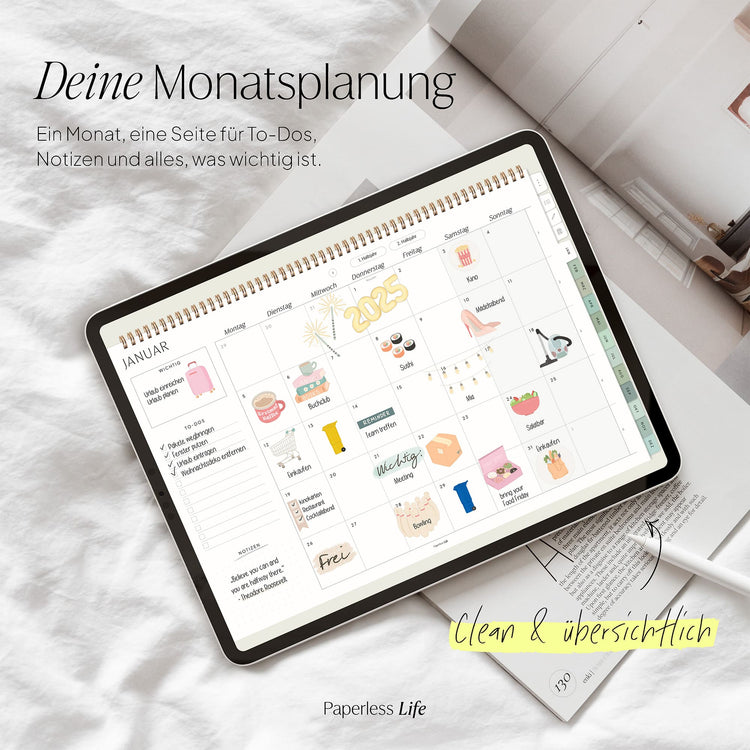 Digital monthly planner 2025