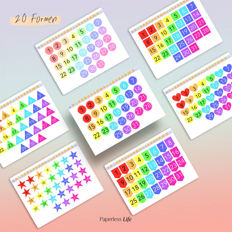 Color Changing Goodnotes Sticker | Zahlen