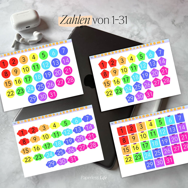 Color Changing Goodnotes Sticker | Zahlen