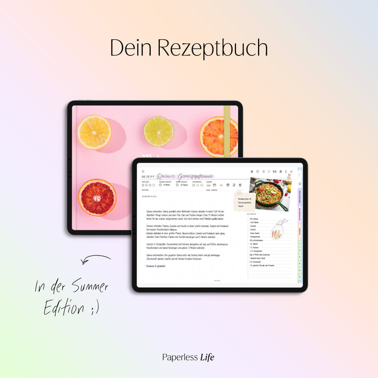 Digitales Rezeptbuch | Pastellfarben Summer Edition