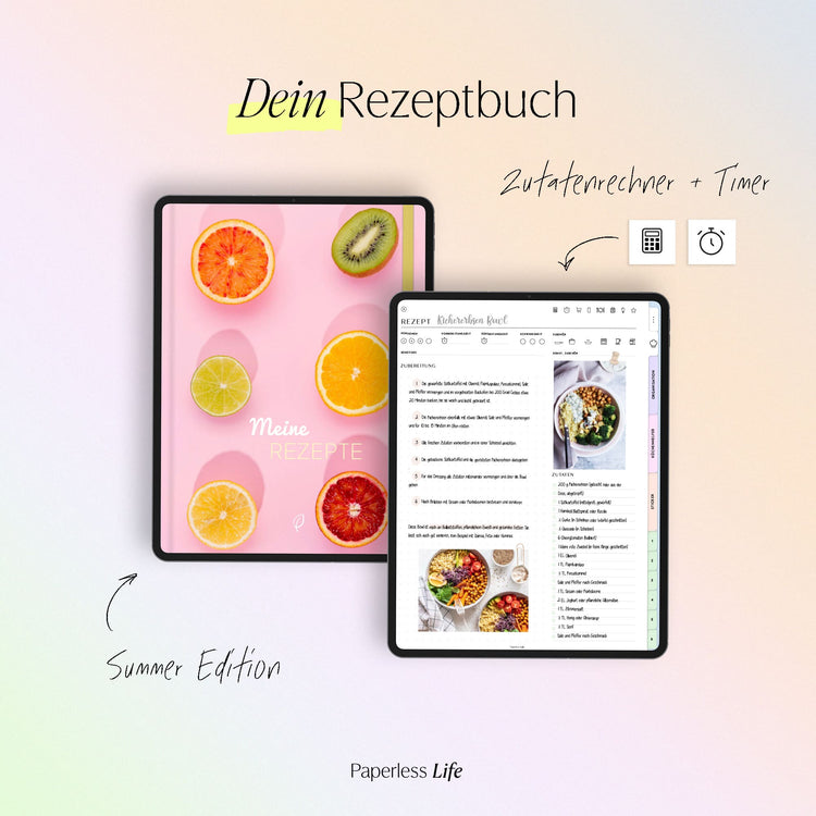 Digitales Rezeptbuch | Pastellfarben Summer Edition