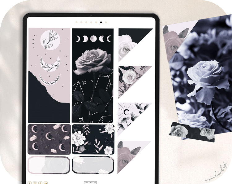 90 Digitale Sticker | Black Flower