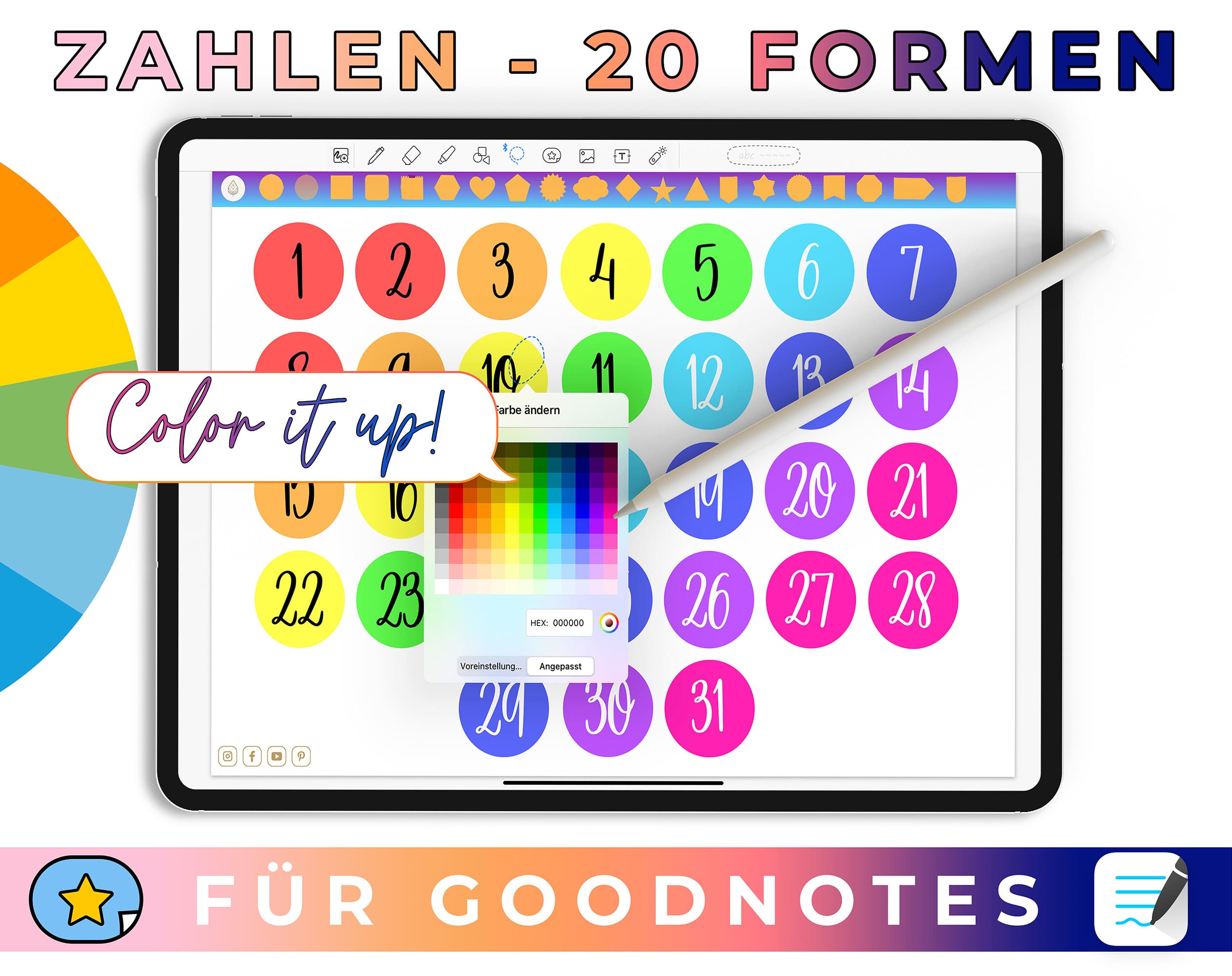 Color Changing GoodNotes Sticker - Zahlen
